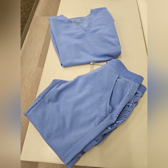 Figs Tops - Figs Women Blue Scrub Set